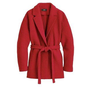 NWT J.Crew Camille Short in Bold Red Italian Boiled Wool Wrap Coat L